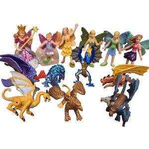 Safari LTD Fairies and Dragons 2" Cake Topper Fantasy Mini Figure Lot of 13